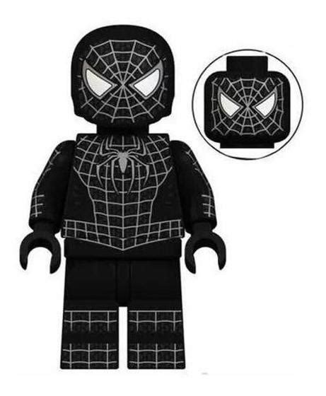 Boneco Blocos De Montar Homem Aranha Uniforme Preto Mega Block Toys