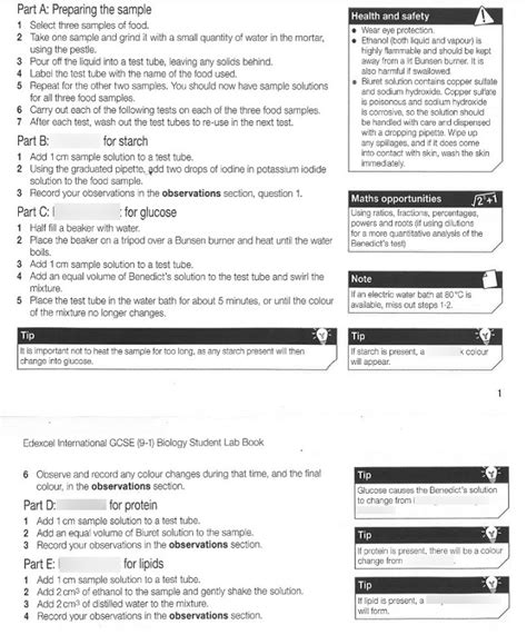 Biology Food Tests Diagram Quizlet