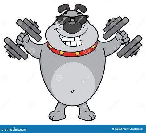 Smiling Gray Bulldog Cartoon Mascot Character With Sunglasses Working