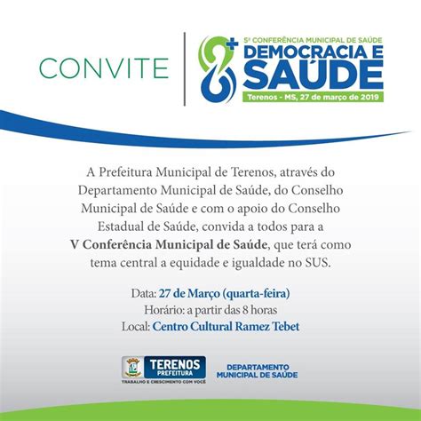 CONVITE 5 Conferência Municipal de Saúde Prefeitura de Terenos