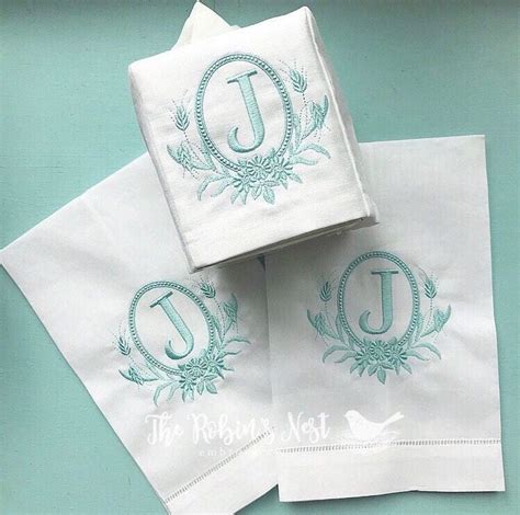 Monogrammed Linen Guest Towels Monogrammed Linen Tissue Box Cover