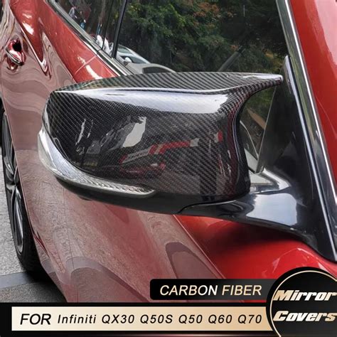 Carbon Fiber Side Rear View Mirror Covers Caps For Infiniti Qx30 Q50s