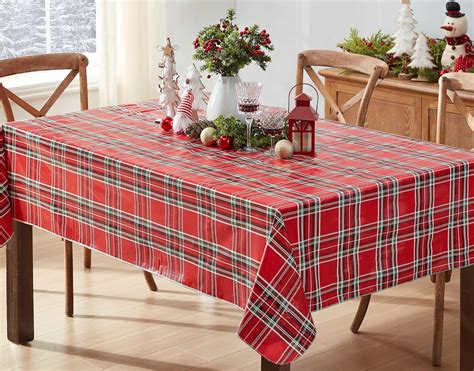 Newbridge Vinyl Rectangle Tablecloth 60 X 102 Inch Hamilton Plaid Vinyl Flannel Backed