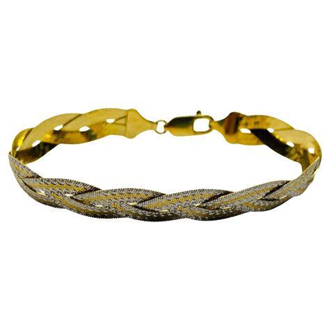 Estate Vintage 18 Karat Yellow Gold Braided French Fashion Bracelet At 1stdibs