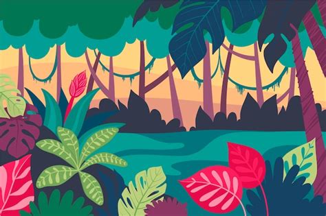 Free Vector | Cartoon jungle background