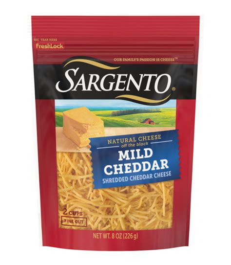 Sargento Shredded Mild Natural Cheddar Cheese Fine Cut 8 Oz Sargento