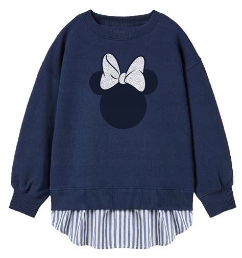 BLUZA DZIEWCZĘCA MYSZKA MINNIE CIEPŁA przedłużana z koszulą 98 104