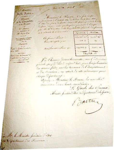 Lettre Sign E En T Te Du Minist Re De La Justice Par F Lix Barthe