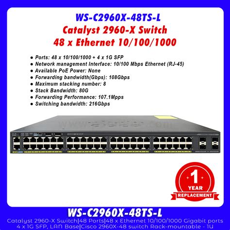 Digitech Ws C2960x 48ts L Catalyst 2960 X Switch│48 Ports│48 X