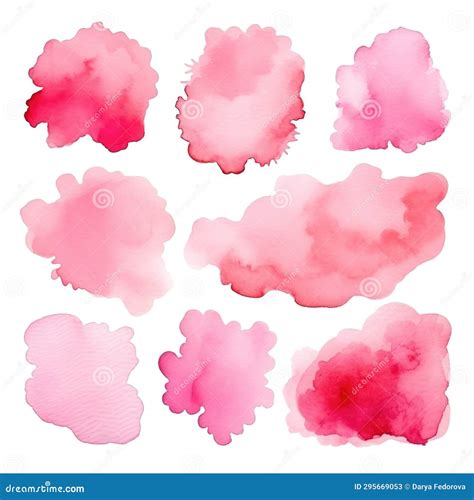 Set Of Watercolor Paint Stains Blobs And Splashes On White Stock