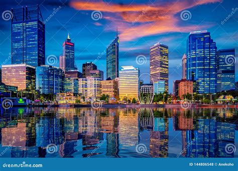 Perth City Skyline And Cityline Framed By Native Bush Royalty-Free ...