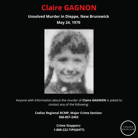 Cold Case The Unsolved Murder Of Claire Gagnon 1970 Nb — Canada