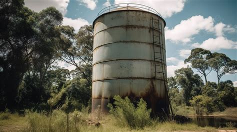 An Old Water Silo With Rusty Paint On It Background Water Tank Picture