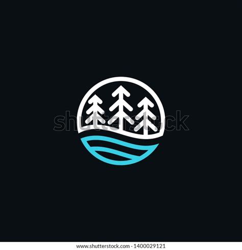 Tree River Logo Circle Line Stock Vector Royalty Free 1400029121