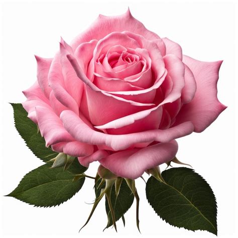 Premium Photo Cut Single Pink Rose In Full Bloom Against A White