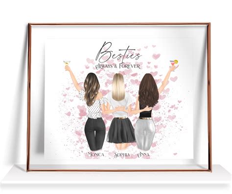 3 Besties Print Three Best Friends Print 3 Besties T Etsy