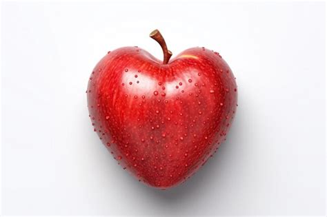 Premium Ai Image Apple In Heart Shape On White Background Generative Ai