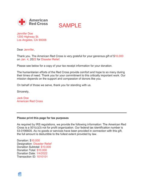 American Red Cross Donation Receipt Template Invoice Maker