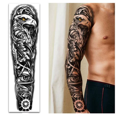 Full Arm Temporary Tattoos Sheets And Half Arm Shoulder Waterproof