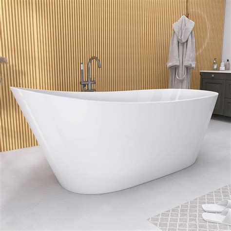 GETPRO Free Standing Tub 59" Acrylic Freestanding Bathtub, Adjustable