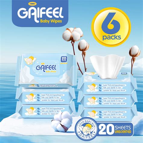 Gaifeel Baby Wet Wipes Mini Wet Tissue Baby Wipes X 6 Packs20 Pcspack