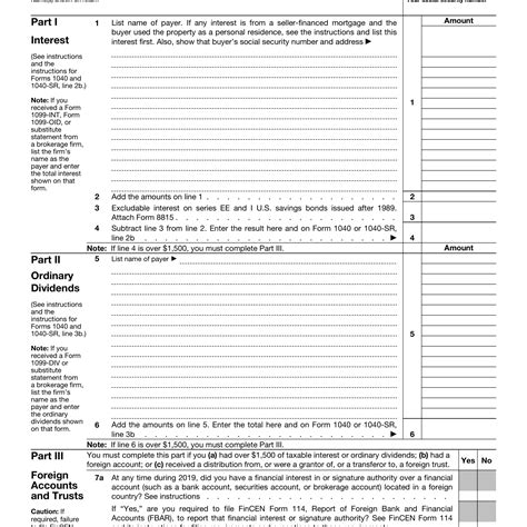 Printable Schedule B Tax Form Printable Forms Free Online