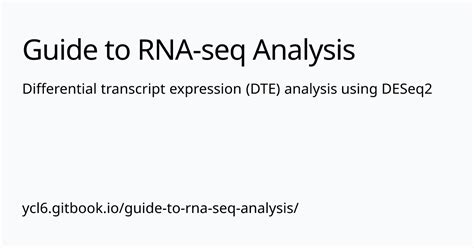 Differential Transcript Expression DTE Analysis Using DESeq2 Guide