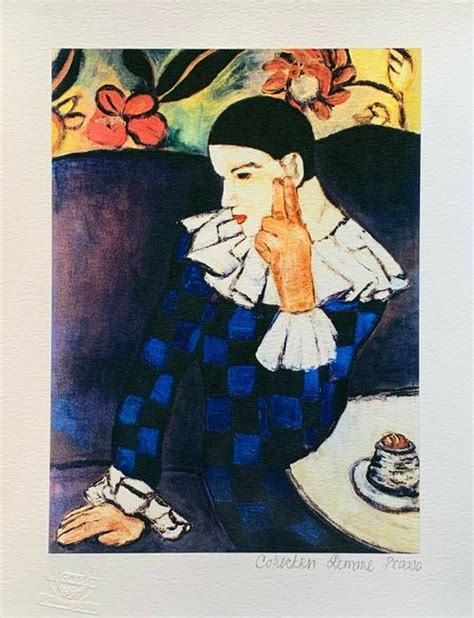 Pablo Picasso HARLEQUIN LEANING Estate Signed Giclee Property Room