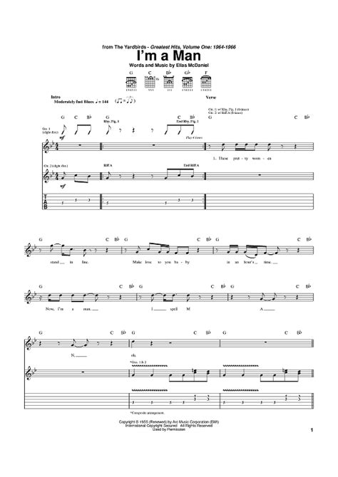 I M A Man Sheet Music By Bo Diddley The Yardbirds For Guitar Tab Sheet Music Now