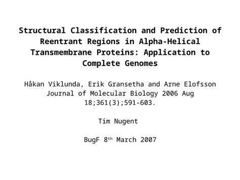 Ppt Structural Classification And Prediction Of Reentrant Regions In