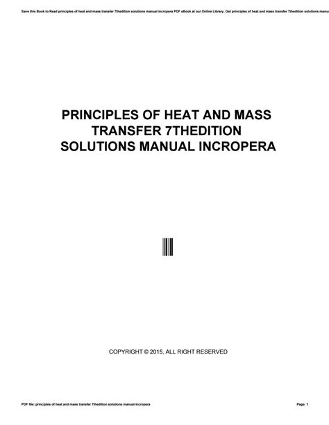 Principles Of Heat And Mass Transfer Thedition Solutions Manual