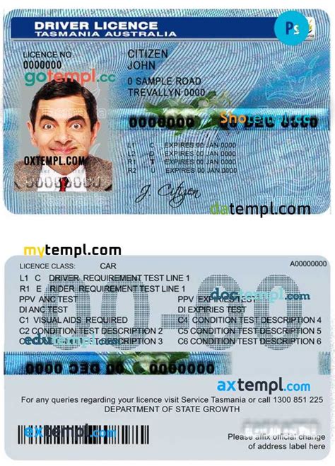 Australia Tasmania Driver License Template In Psd Format Fully