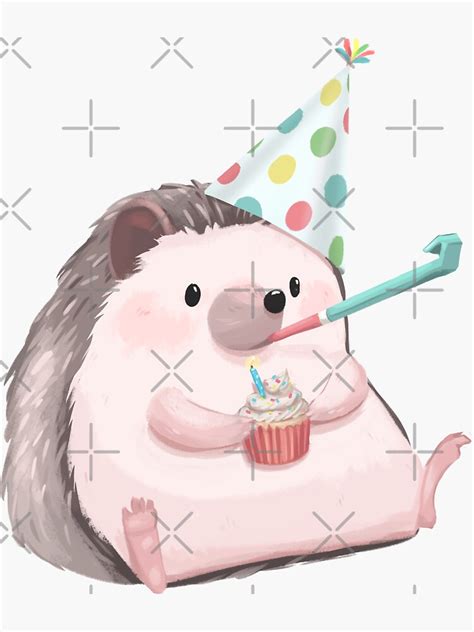 "Birthday Hedgehog" Sticker for Sale by Pameloo | Redbubble