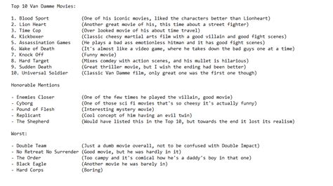 Top 10 Jean Claude Van Damme Films By Siil3ntj On Deviantart