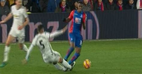 Crystal Palace V Man Utd Marcos Rojo Two Footed Tackle Again