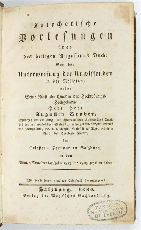 Katechetische Vorlesungen Ber Des Heiligen Augustinus Buch Von Der