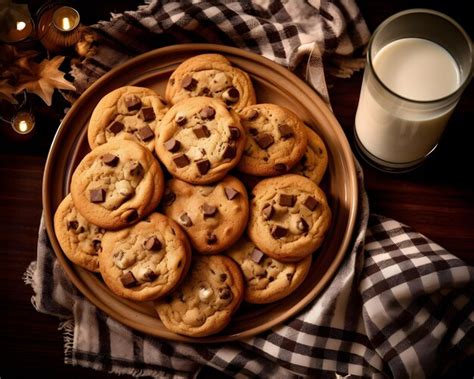 Un Plato De Galletas Con Trocitos De Chocolate Reci N Horneadas Con Un