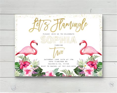 Let S Flamingle Invitation Template Flamingo Party Invite Etsy