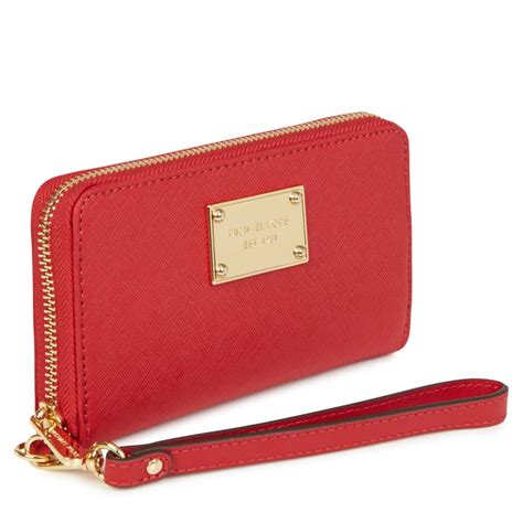 Michael Kors Multifunctional Saffiano Effect Leather Wallet In Red Lyst