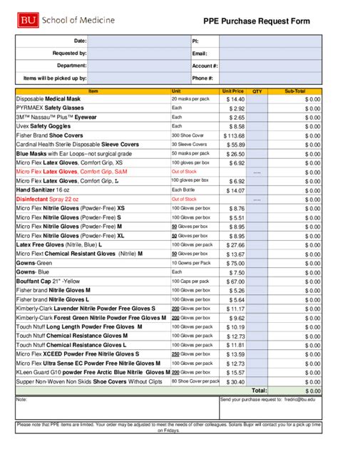 Fillable Online Ppe Supply Request Form Fax Email Print Pdffiller