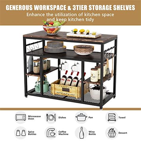 Tribesigns Kitchen Island With Storage And Wine Glass Rack Industrial