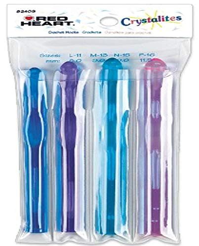 Susan Bates 82409 Red Heart Crystallites Acrylic Crochet Hook Set Size