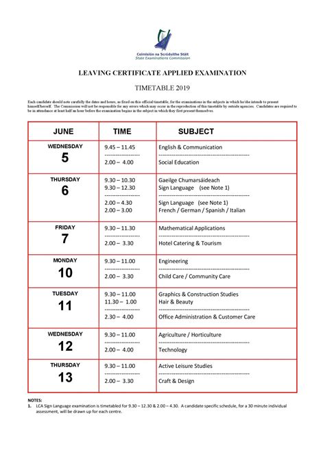 Junior And Leaving Cert Timetables 2019 Clonmel Tuition Academy