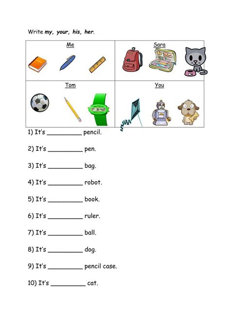 Possessive Adjectives Worksheet For Class 2