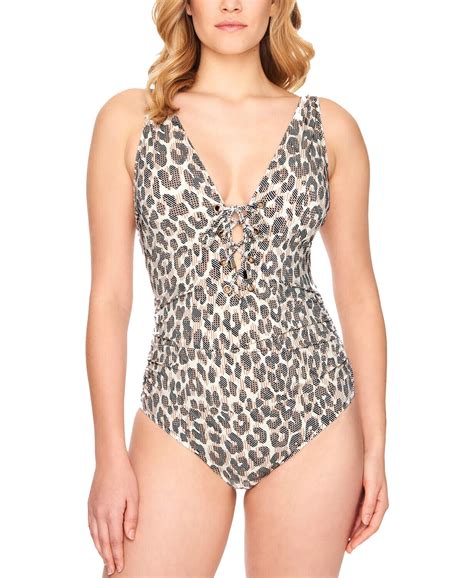 Swim Solutions Wild Thing Tummy Control One Piece Swimsuit Ebay