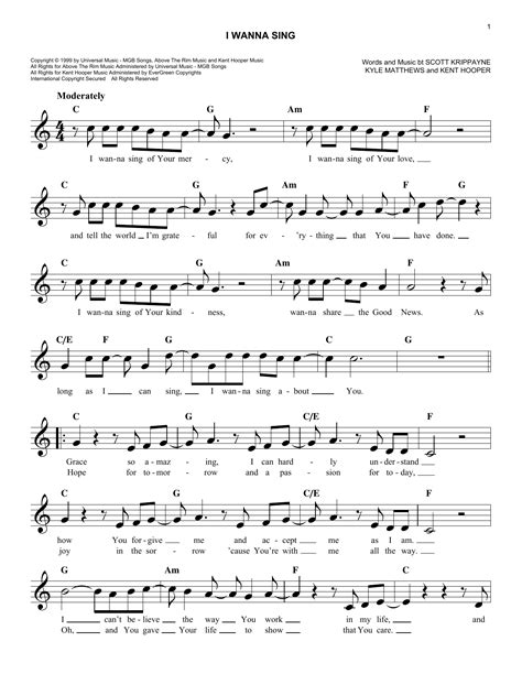 I Wanna Sing Lead Sheet Fake Book Print Sheet Music Now