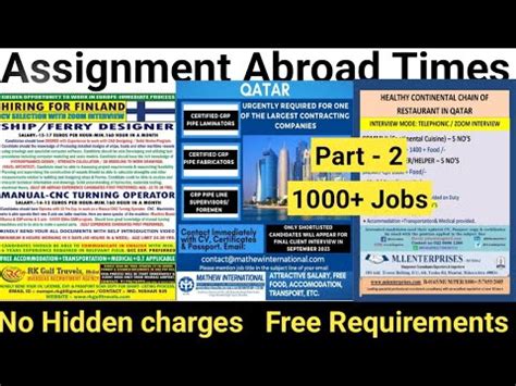 Assignment Abroad Times Newspaper Poland Job Vacancy Hiring For