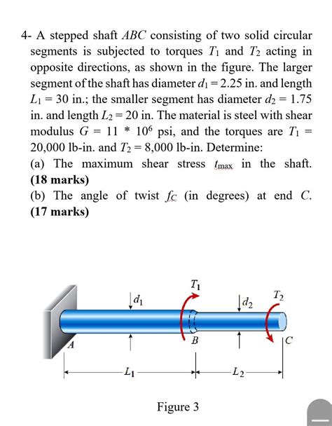 Solved 4 A Stepped Shaft ABC Consisting Of Two Solid Chegg