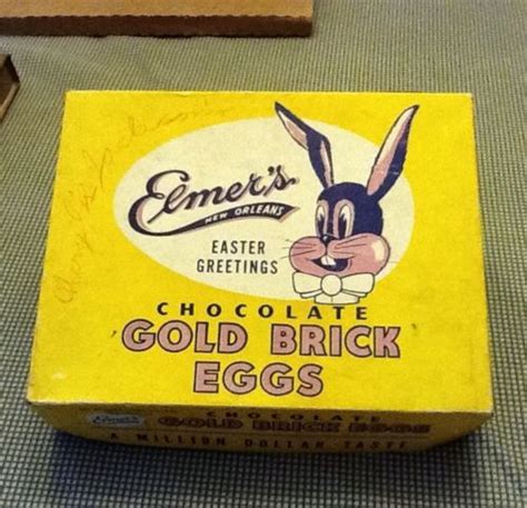 Vintage Advertising Elmers New Orleans Gold Brick Eggs Candy Box