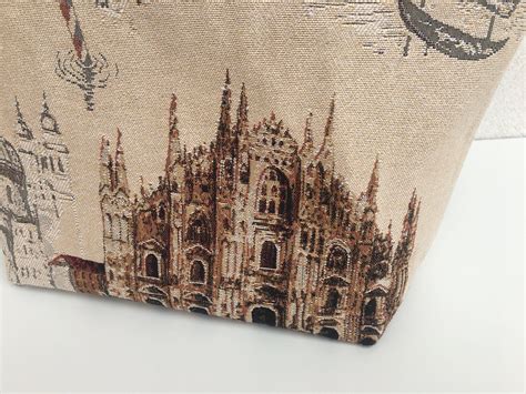 Shoulder Bag In Gobelin Fabric Monuments Italia Tote Bag Handmade Bag